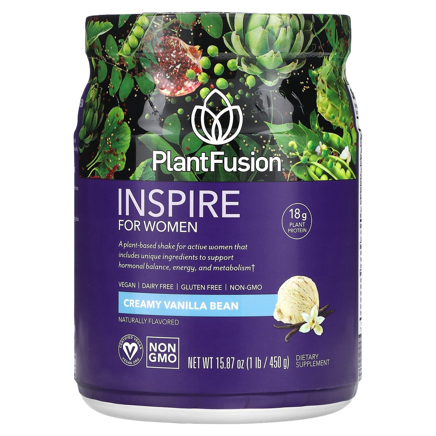 PlantFusion-Inspire for Women-Creamy Vanilla Bean-1 lbs (450 g)