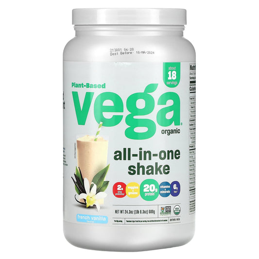 Vega-Plant-Based-Organic All-In-One Shake-French Vanilla-24.3 oz (689 g)