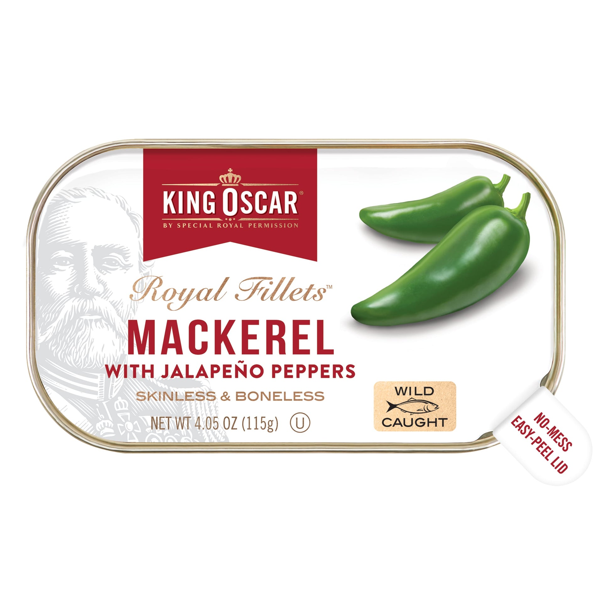 King Oscar-Royal Fillets-Mackerel With Jalapeno Peppers-4.05 oz (115 g)