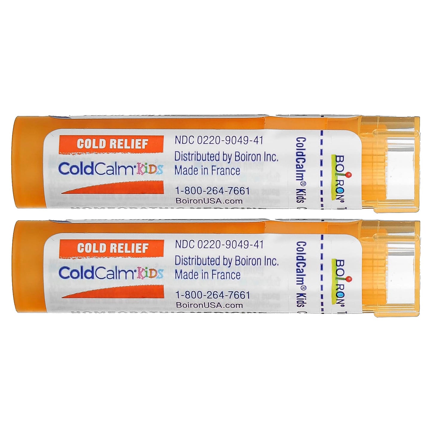 Boiron, ColdCalm Kids Meltaway Pellets, Cold Relief, 3+ Years, 2 Tubes, Approx. 80 Quick Dissolving Pellets Each