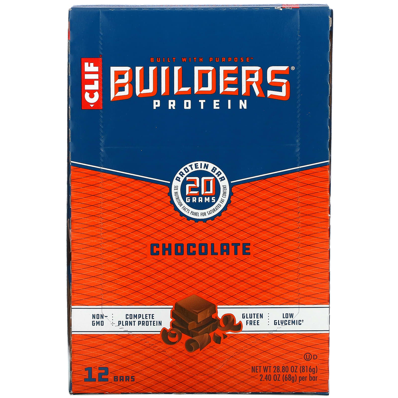 Clif Bar-Builder's Protein Bar-Chocolate-12 Bars-2.40 oz (68 g) Each