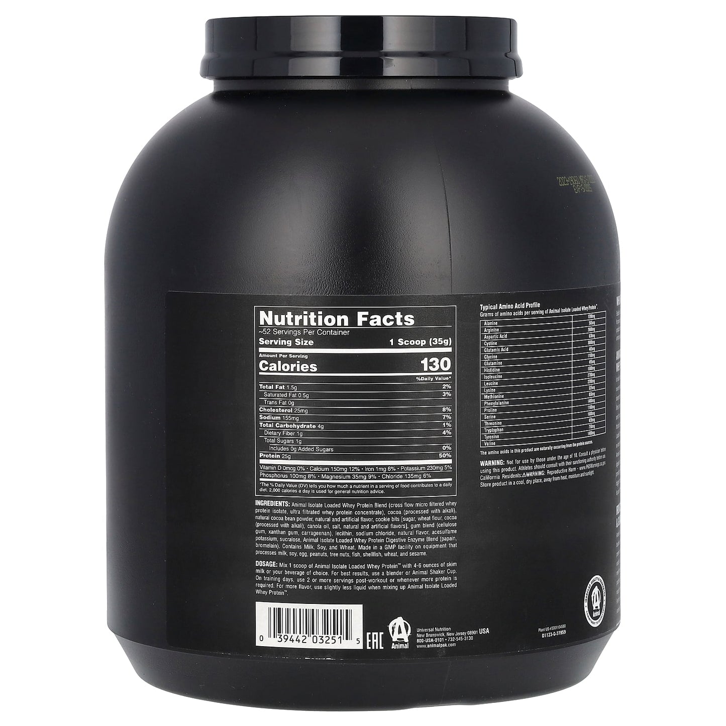 Animal, Isolate Loaded Whey Protein Powder, Brownie Batter, 4 lb (1.81 kg)