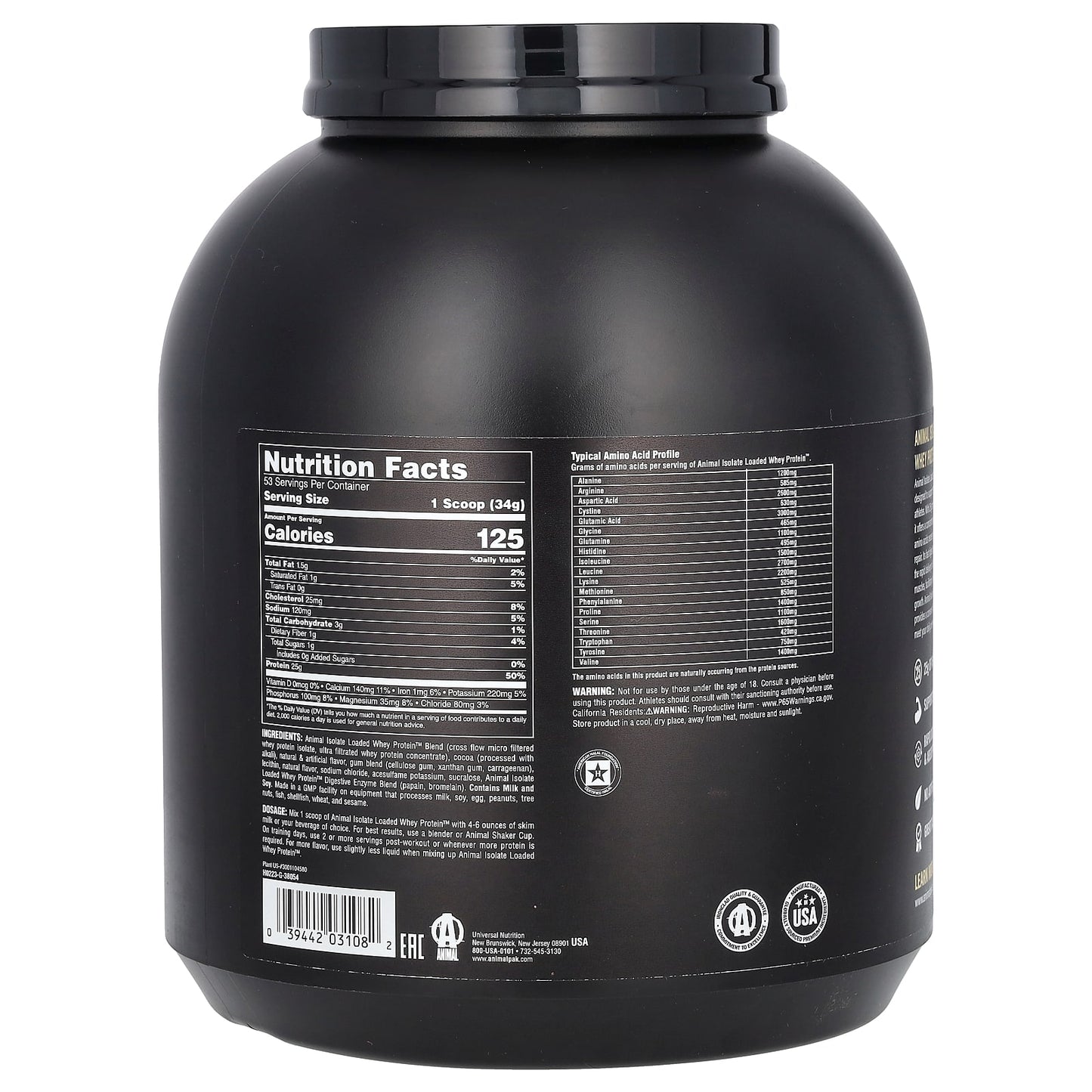 Animal, Isolate Loaded Whey Protein Powder, Chocolate , 4 lb (1.81 kg)