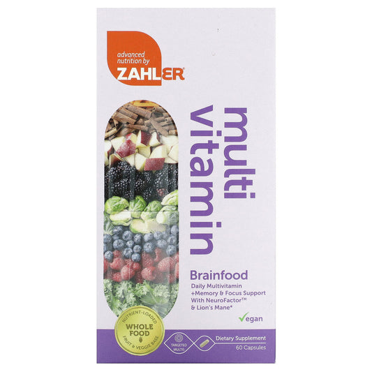 Zahler-Multivitamin Brainfood-Daily Multi + Memory & Focus Support with NeuroFactor & Lions Mane-60 Capsules