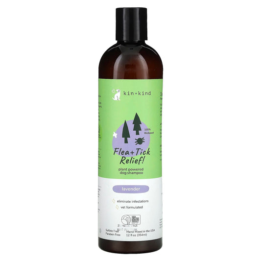 Kin+Kind-Flea + Tick Relief Dog Shampoo-Lavender-12 fl oz (354 ml)