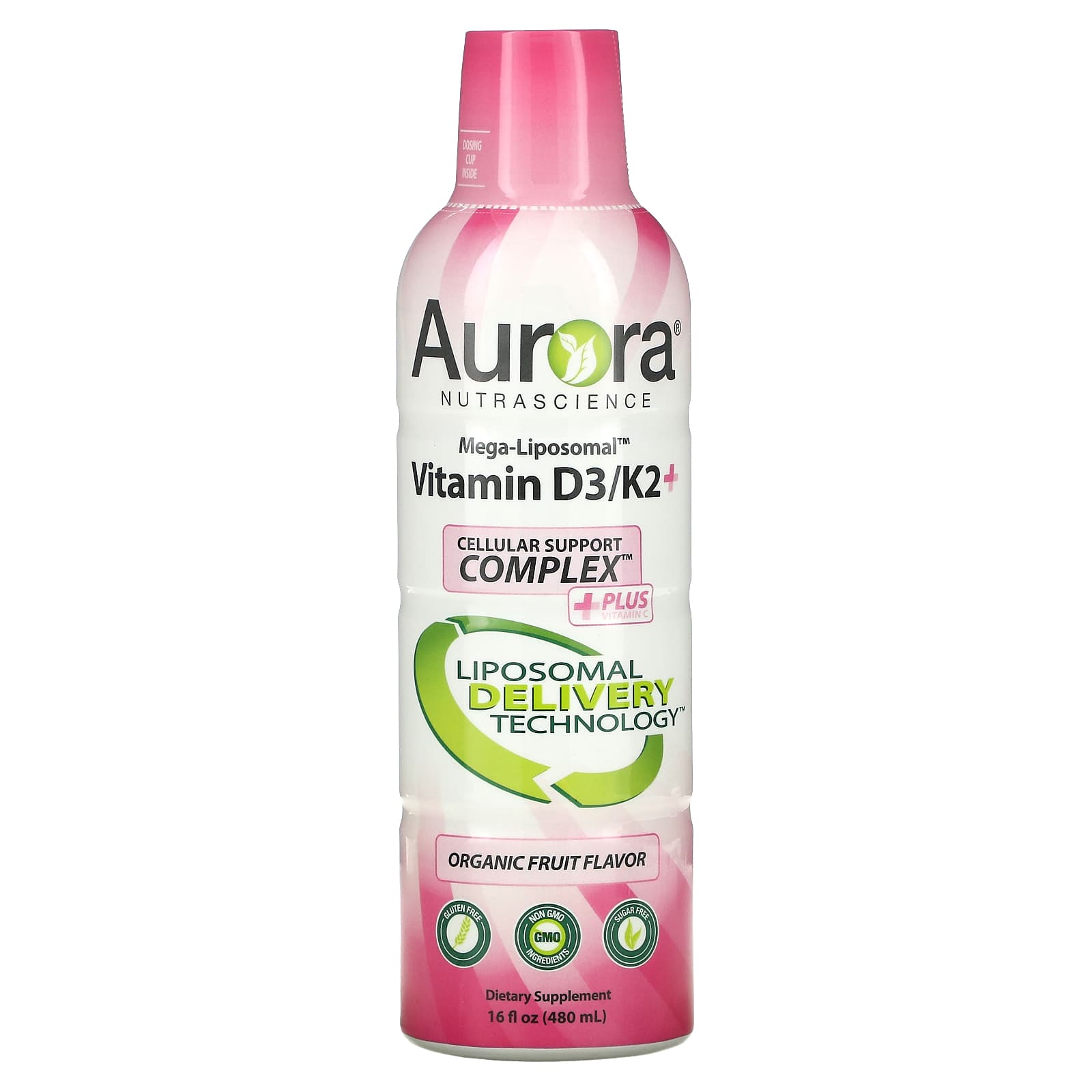 Aurora Nutrascience-Mega-Liposomal Vitamin D3/K2+-Organic Fruit-16 fl oz (480 ml)