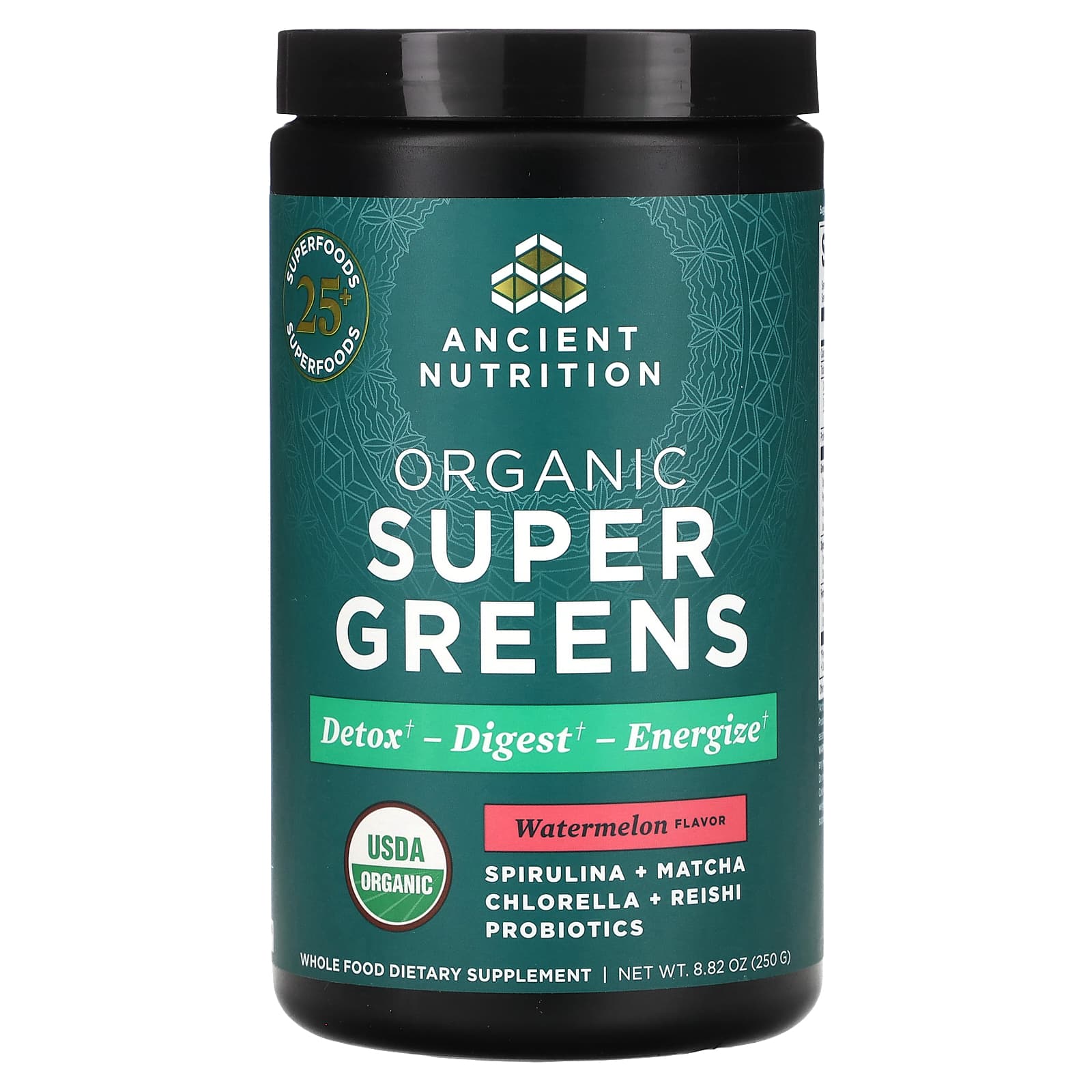 Ancient Nutrition-Organics Super Greens-Watermelon-8.82 oz (250 g)