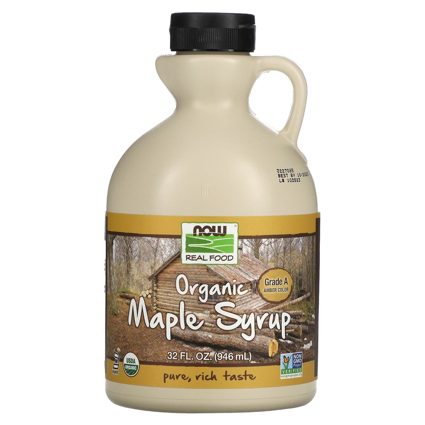 NOW Foods-Real Food-Organic Maple Syrup-Grade A-Amber Color-32 fl oz (946 ml)