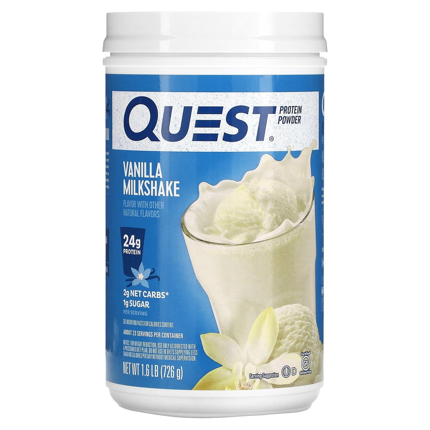 Quest Nutrition-Protein Powder-Vanilla Milkshake-1.6 lb (726 g)