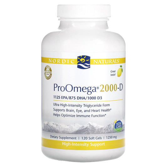 Nordic Naturals-ProOmega 2000-D-Lemon -1,250 mg-120 Soft Gels (625 mg per Soft Gel)