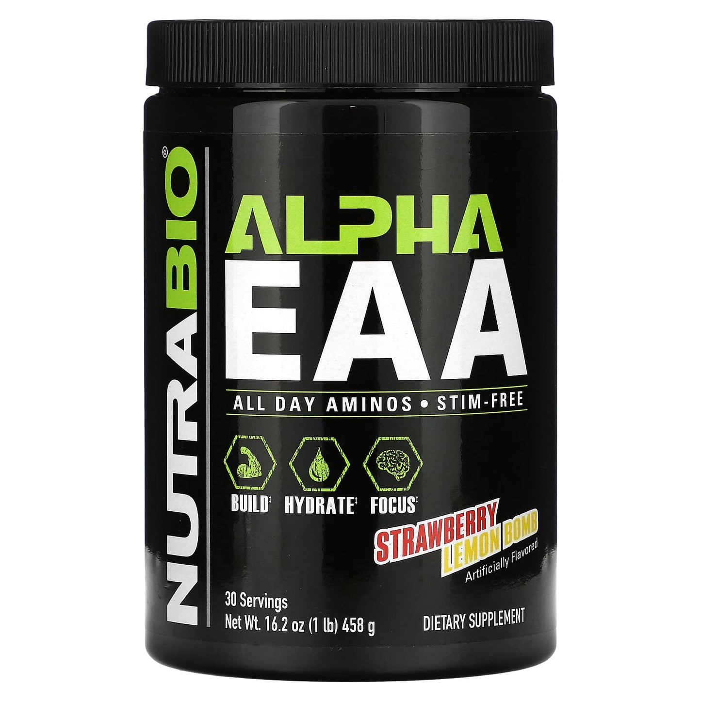 NutraBio-Alpha EAA-Strawberry Lemon Bomb-1 lb (458 g)