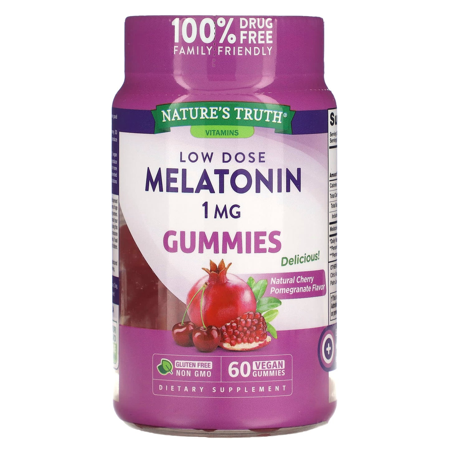 Nature's Truth-Low Dose Melatonin-Natural Cherry Pomegranate-1 mg-60 Vegan Gummies