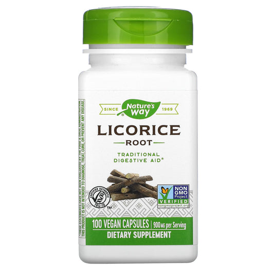 Nature's Way-Licorice Root-900 mg-100 Vegan Capsules (450 mg per Capsule)