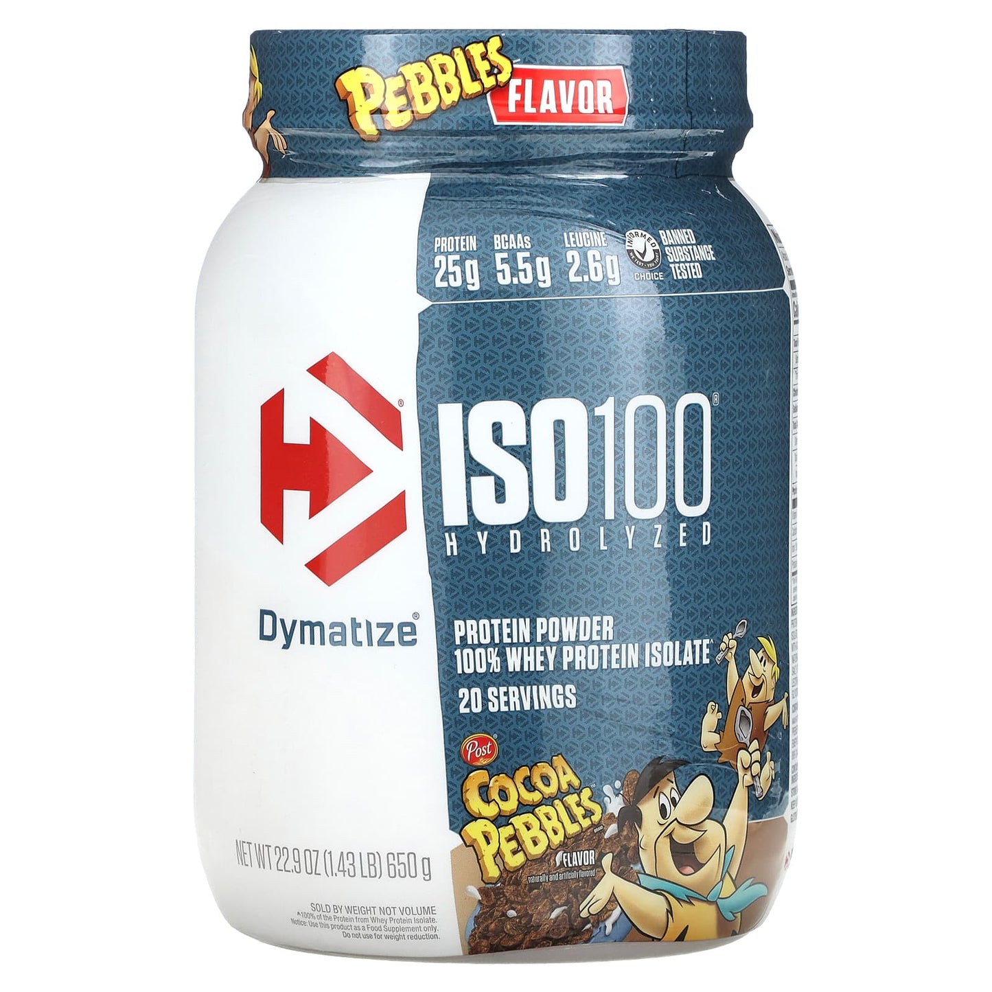 Dymatize-ISO100 Hydrolyzed-100% Whey Protein Isolate-Cocoa Pebbles-1.43 lb (650 g)