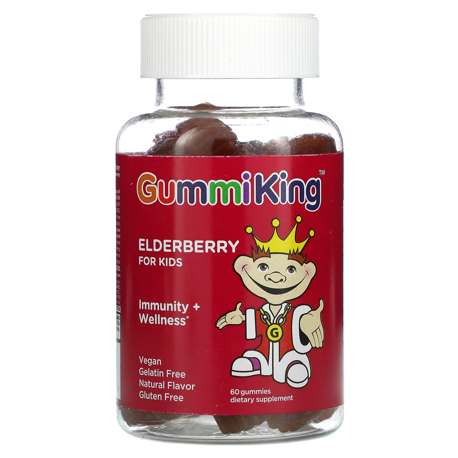 GummiKing-Elderberry for Kids-Immunity + Wellness-Raspberry-60 Gummies