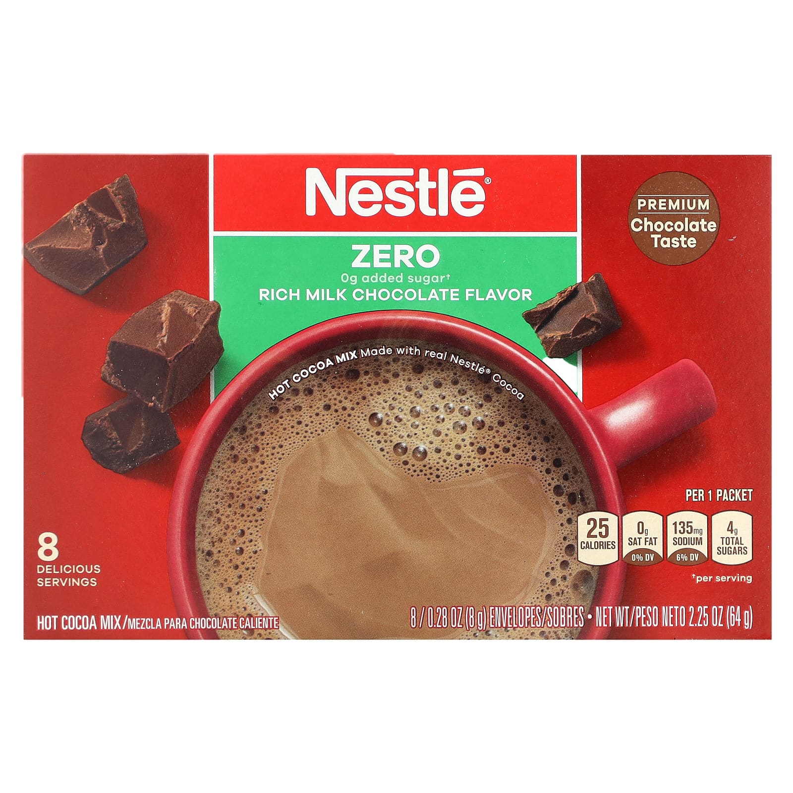 Nestle Hot Cocoa Mix-Hot Chocolate Mix-Rich Milk Chocolate-8 Envelopes-0.28 oz (8 g) Each