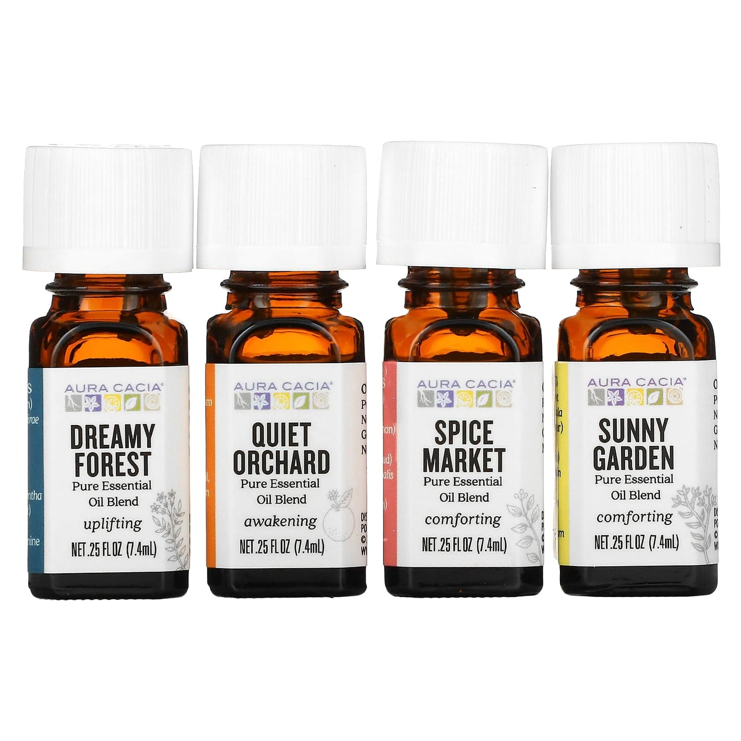 Aura Cacia-Journey Kit-Essential Oil Diffusion Blends-4 Bottles-0.25 fl oz (7.4 ml) Each