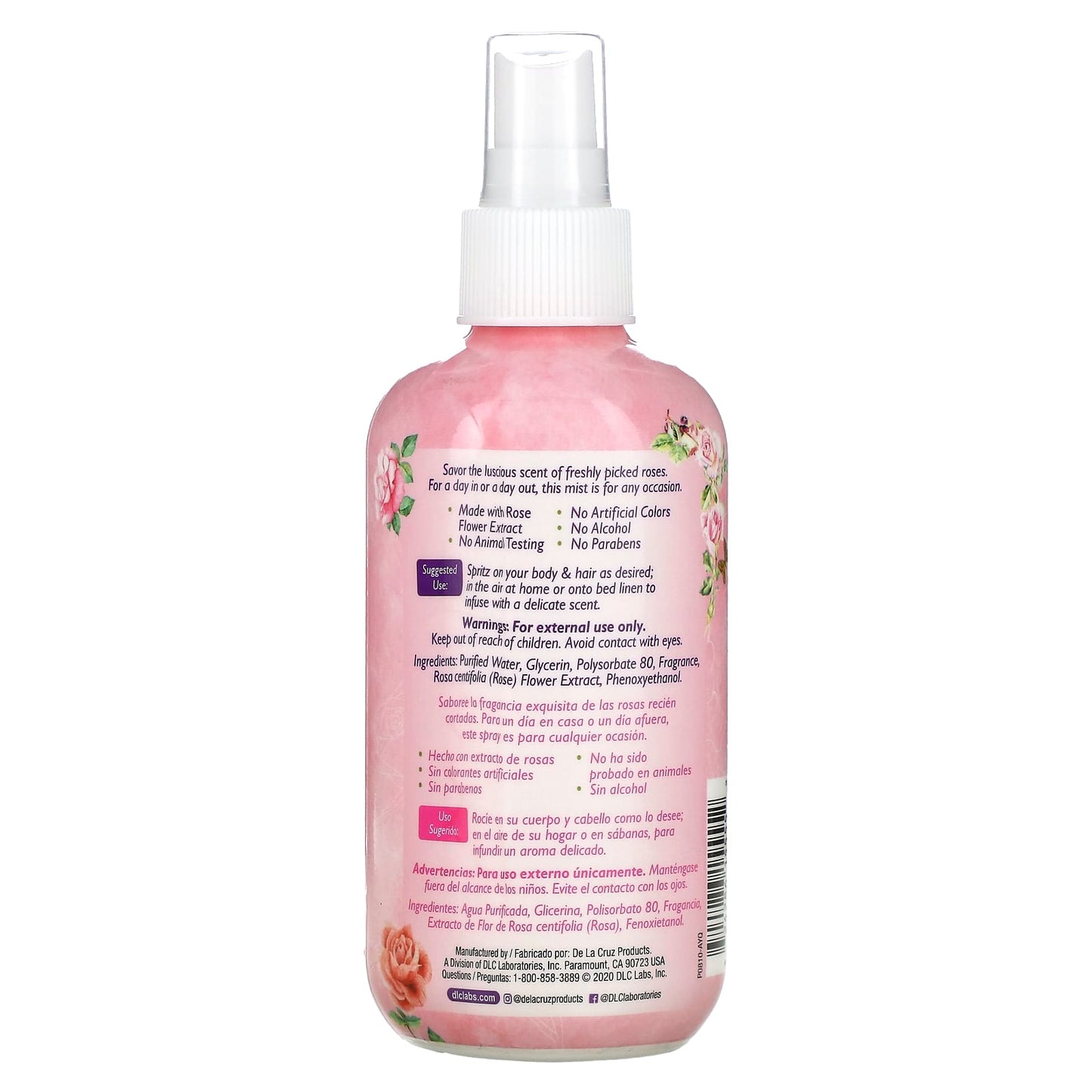 De La Cruz, Rose Water Body Mist, 8 fl oz (236 ml)