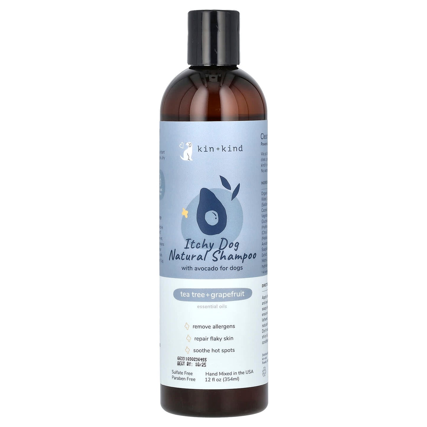 Kin+Kind-Itchy Dog Natural Shampoo with Avocado-For Dogs-Tea Tree + Grapefruit-12 fl oz (354 ml)