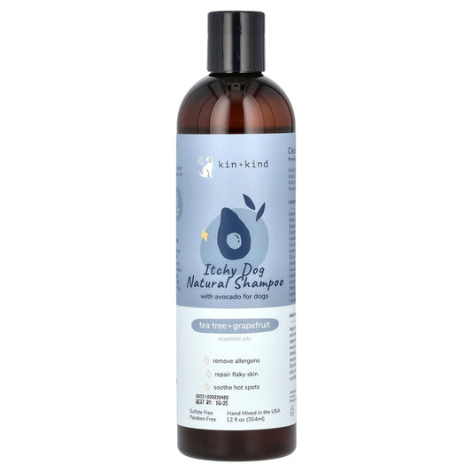 Kin+Kind-Itchy Dog Natural Shampoo with Avocado-For Dogs-Tea Tree + Grapefruit-12 fl oz (354 ml)