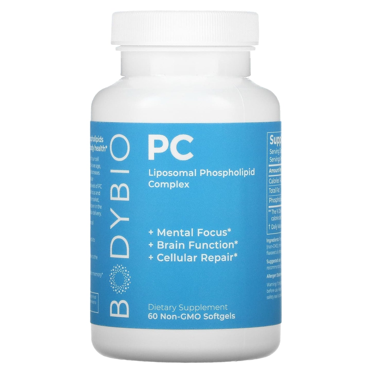 BodyBio-PC-Liposomal Phospholipid Complex-60 Non-GMO Softgels