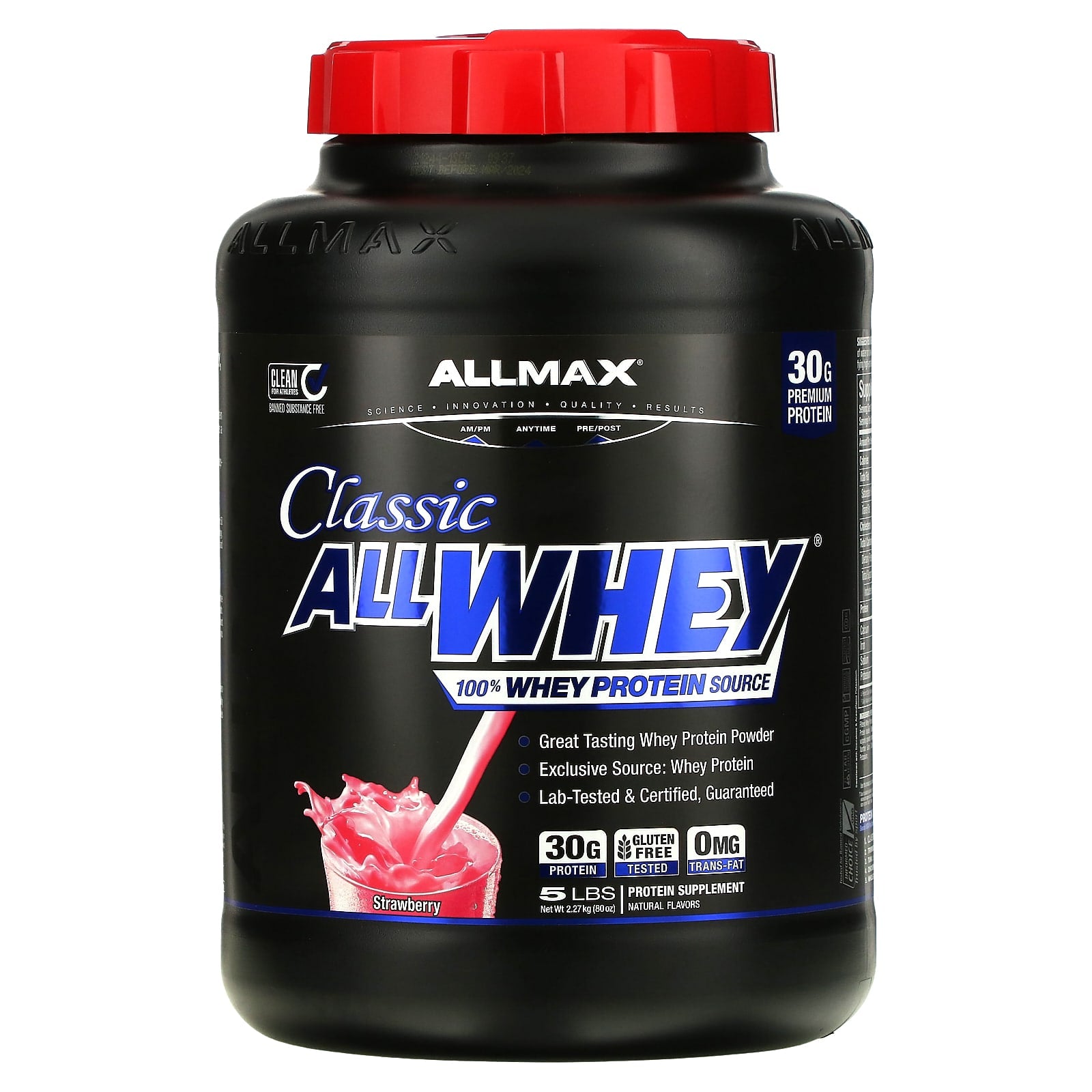 ALLMAX-Classic AllWhey-100% Whey Protein-Strawberry-5 lbs (2.27 kg)