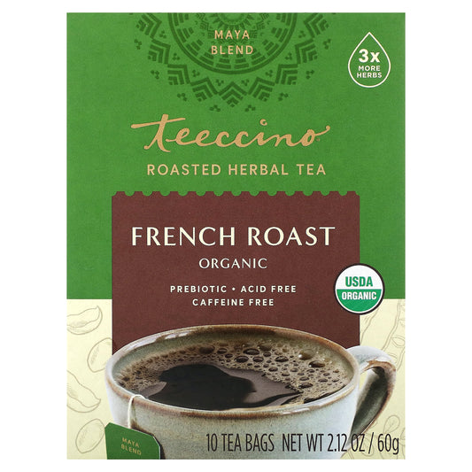 Teeccino-Organic Roasted Herbal Tea-French Roast-Caffeine Free-10 Tea Bags-2.12 oz (60 g)