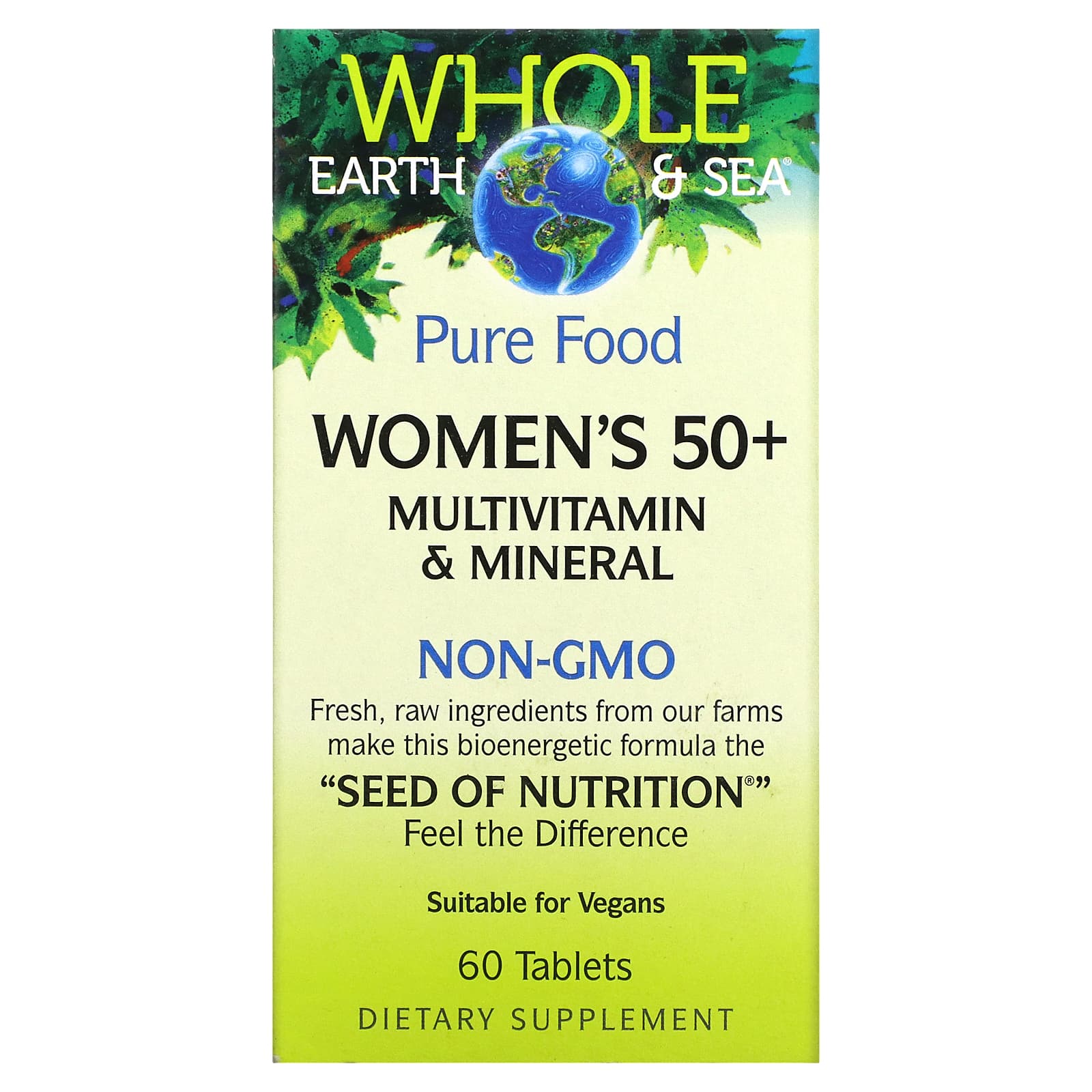 Natural Factors-Whole Earth & Sea-Women's 50+ Multivitamin & Mineral-60 Tablets