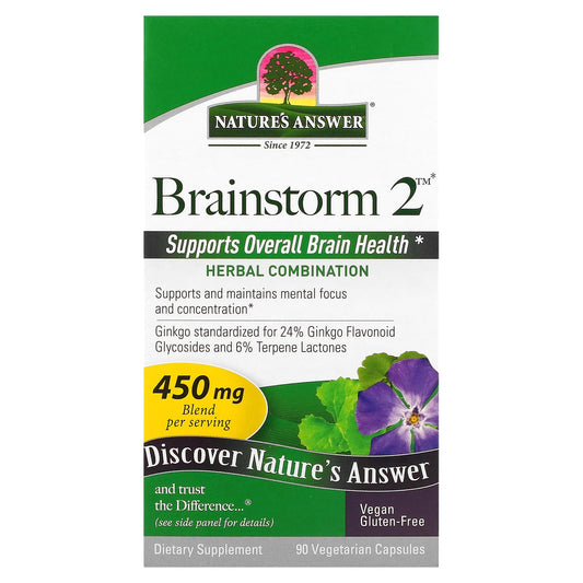 Nature's Answer-Brainstorm 2-Herbal Combination-450 mg-90 Vegetarian Capsules