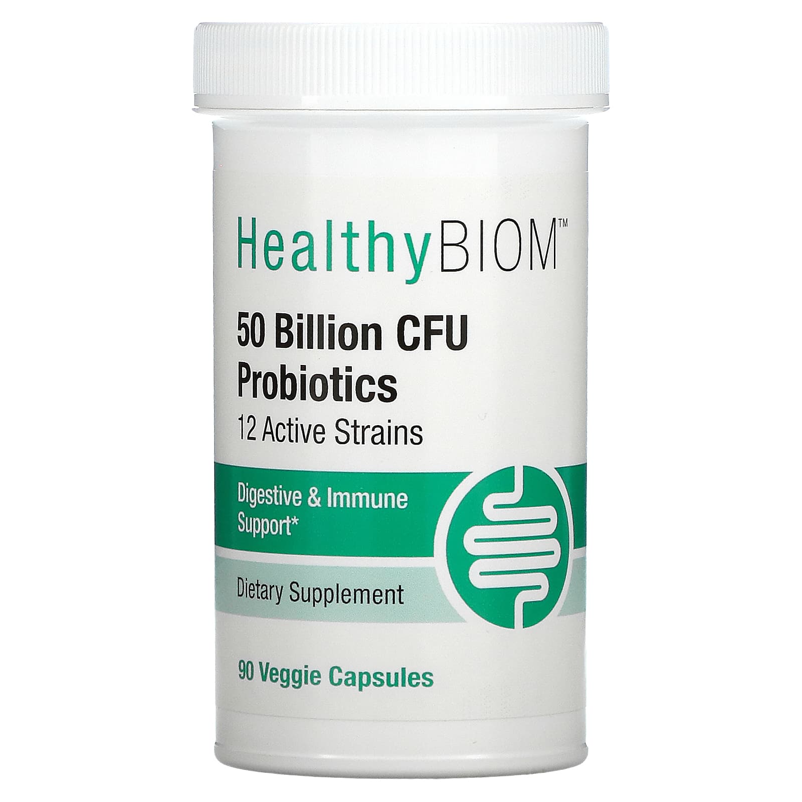 HealthyBiom-50 Billion CFU Probiotics-90 Veggie Capsules