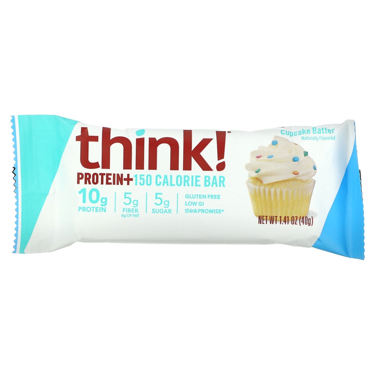 Think !, Protein+ 150 Calorie Bars, Cupcake Batter, 10 Bars, 1.41 oz (40 g) Each