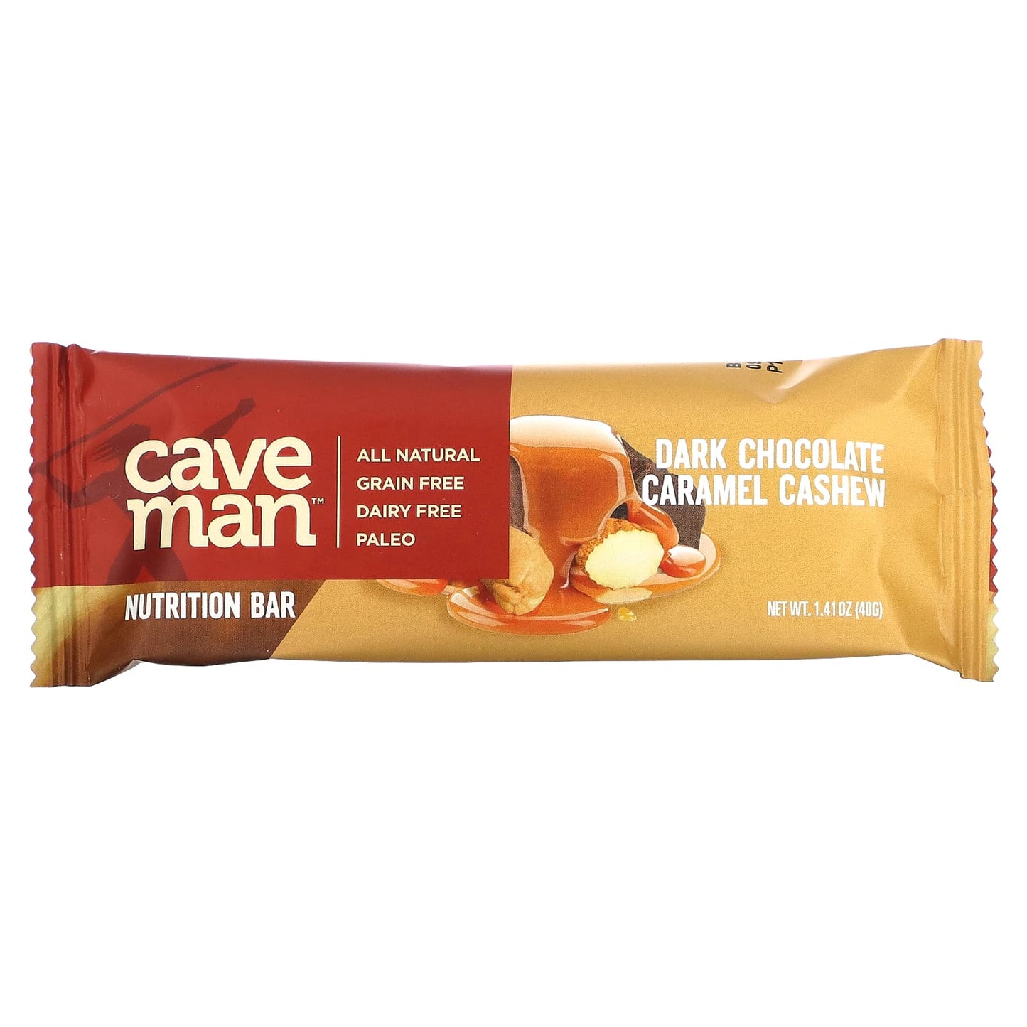 Caveman Foods, Nutrition Bars, Dark Chocolate Caramel Cashew, 12 Bars, 1.41 oz (40 g) Each