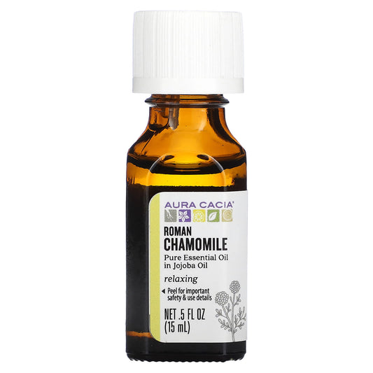 Aura Cacia-Pure Essential Oil In Jojoba Oil-Roman Chamomile-0.5 fl oz (15 ml)