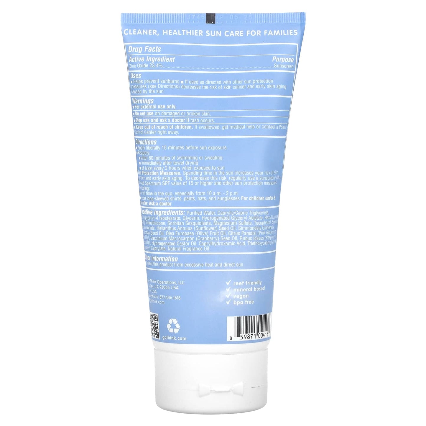 think, Thinksport, Sunscreen, SPF 50, 6 fl oz (177 ml)