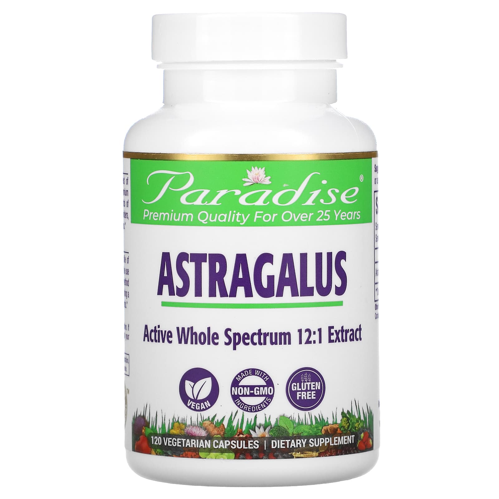 Paradise Herbs-Astragalus-120 Vegetarian Capsules