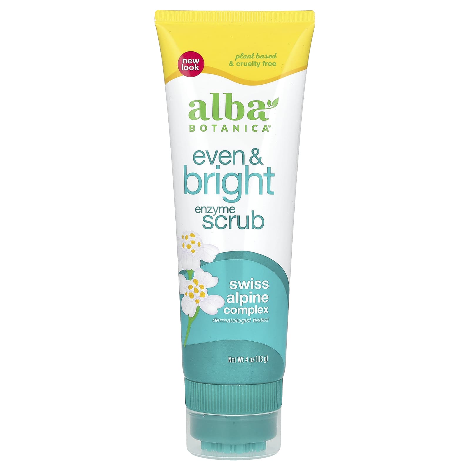 Alba Botanica-Even & Bright Enzyme Scrub-Swiss Alpine Complex-4 oz (113 g)