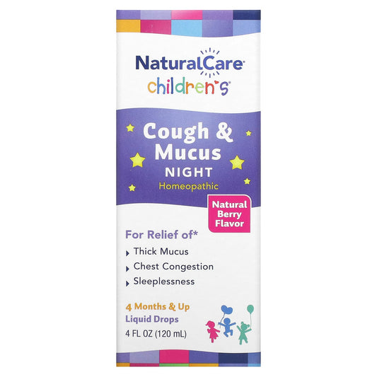 NaturalCare-Children's Cough & Mucus-Night-4 Months & Up-Natural Berry-4 fl oz (120 ml)