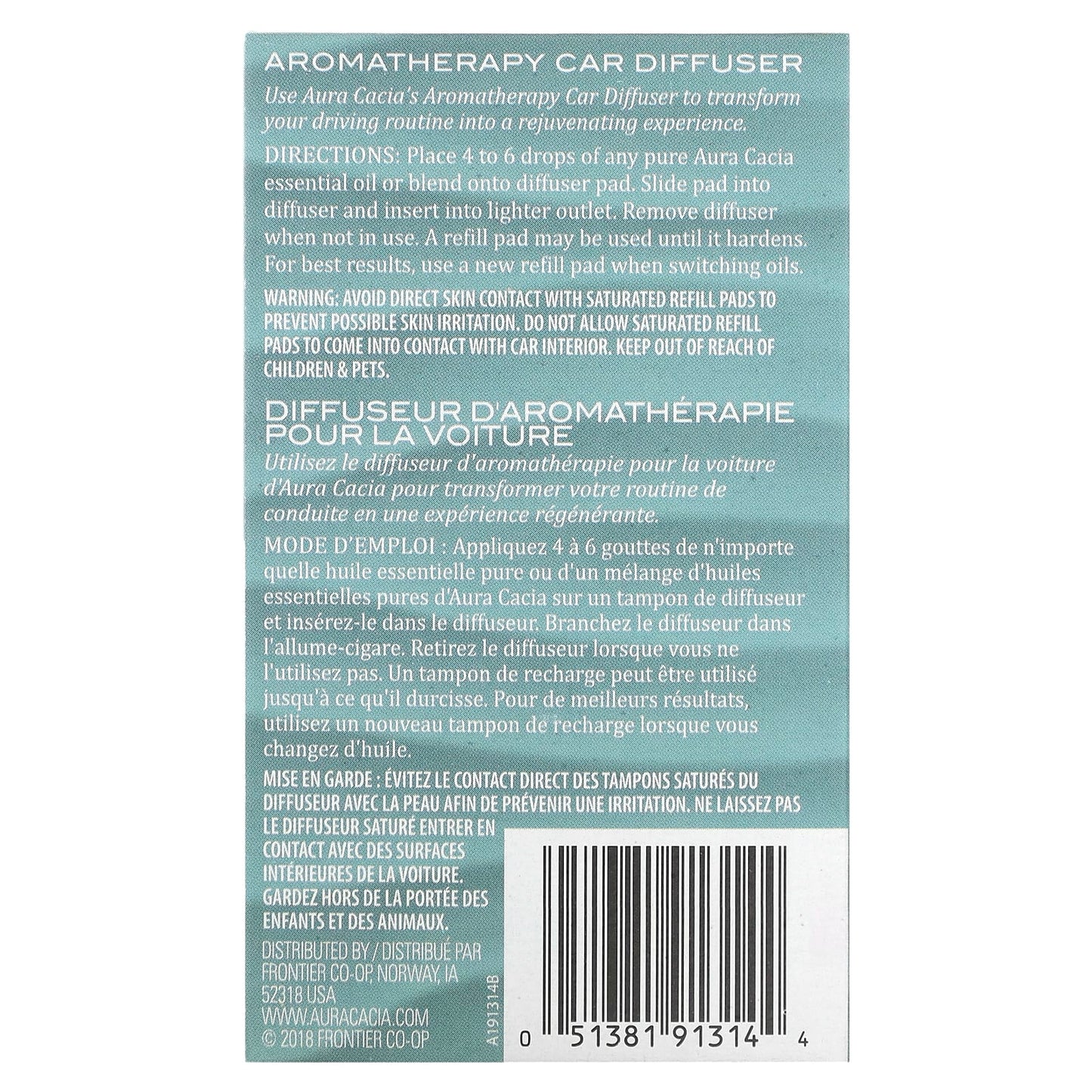 Aura Cacia, Aromatherapy Car Diffuser, 1 Diffuser, 5 Refill Pads