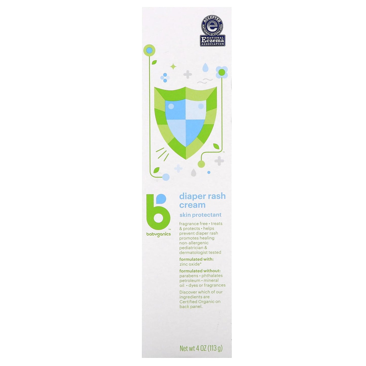 Babyganics, Diaper Rash Cream, Fragrance Free, 4 oz (113 g)