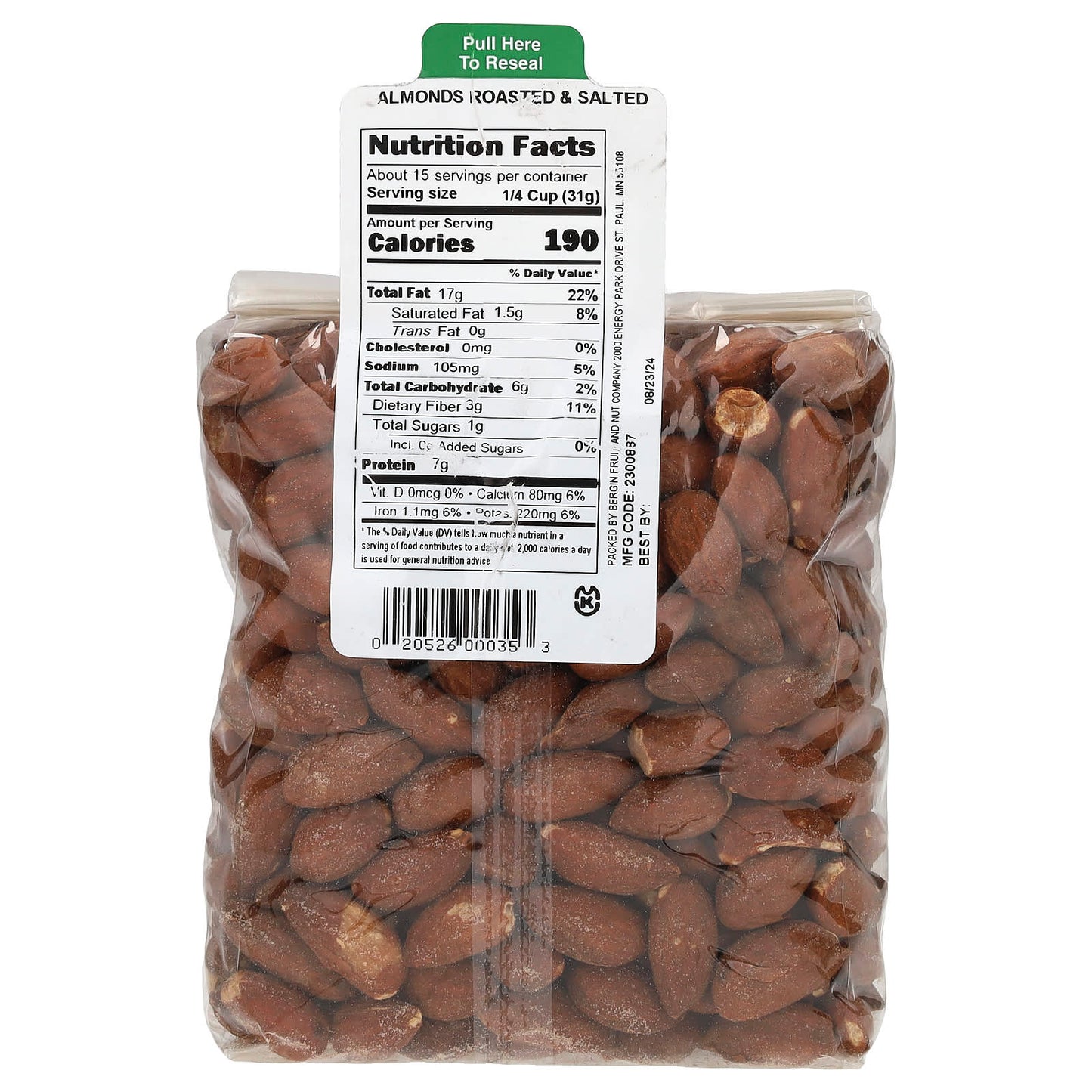 Bergin Fruit and Nut Company, Almonds Roasted & Salted, 16 oz (454 g)