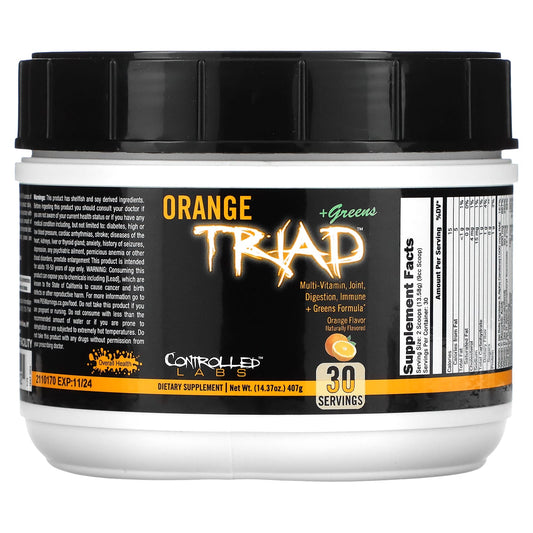 Controlled Labs-Orange Triad + Greens-Orange-14.37 oz (407 g)