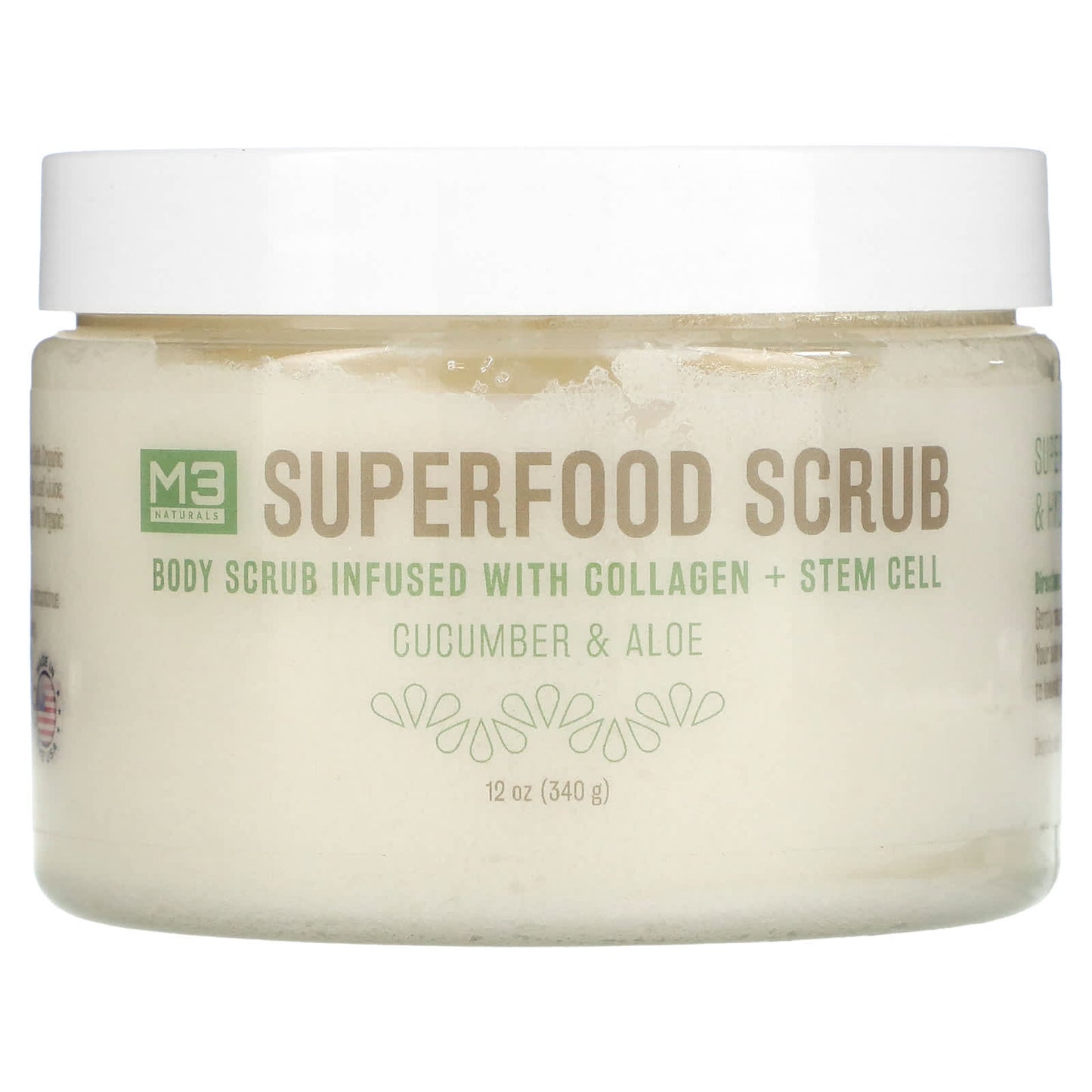 M3 Naturals-Superfood Scrub-Cucumber & Aloe-12 oz (340 g)