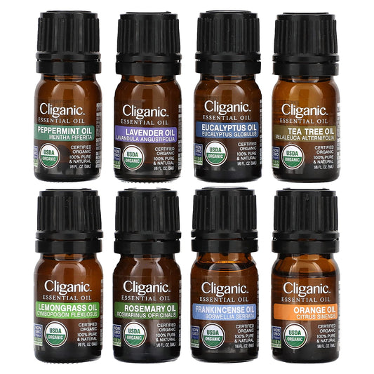 Cliganic-100% Pure Essential Oil-Aromatherapy Set-8 Piece Set