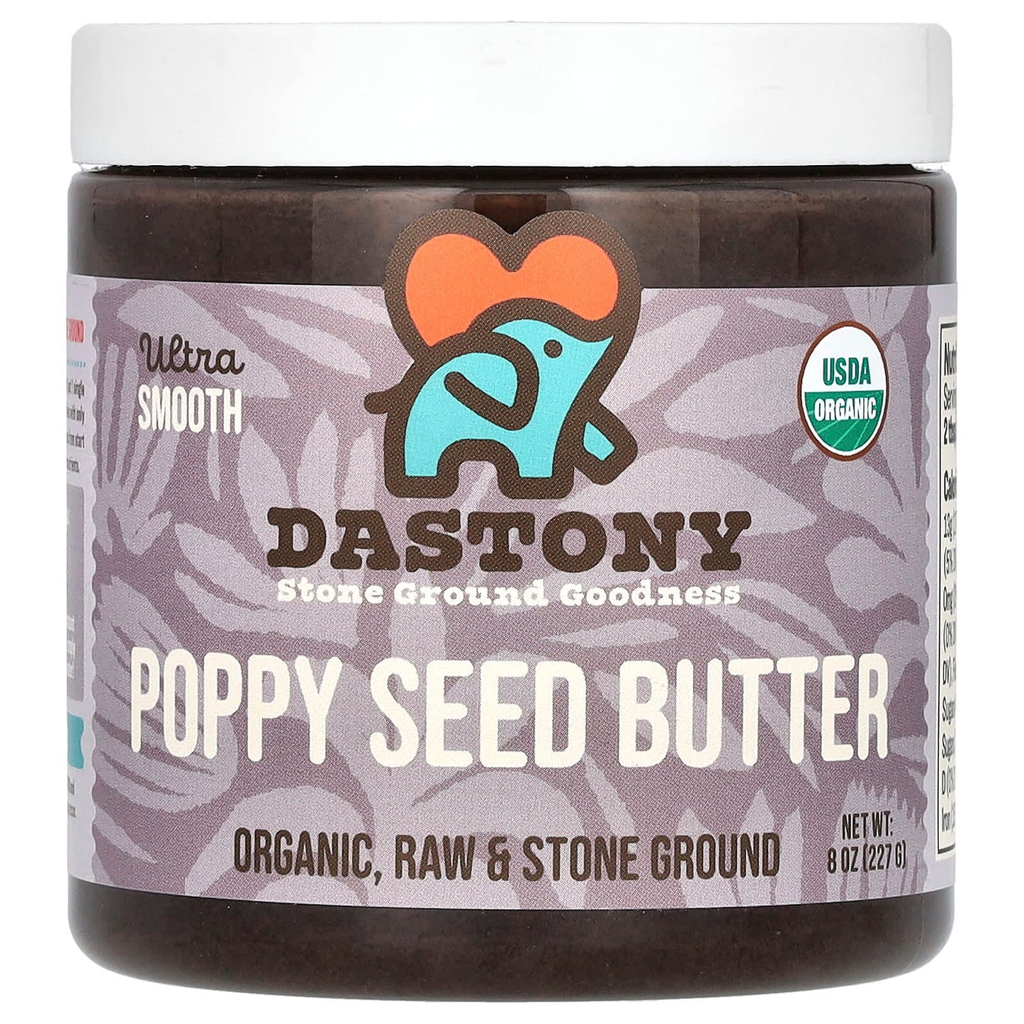 Dastony-Organic Poppy Seed Butter-Ultra Smooth-8 oz (227 g)