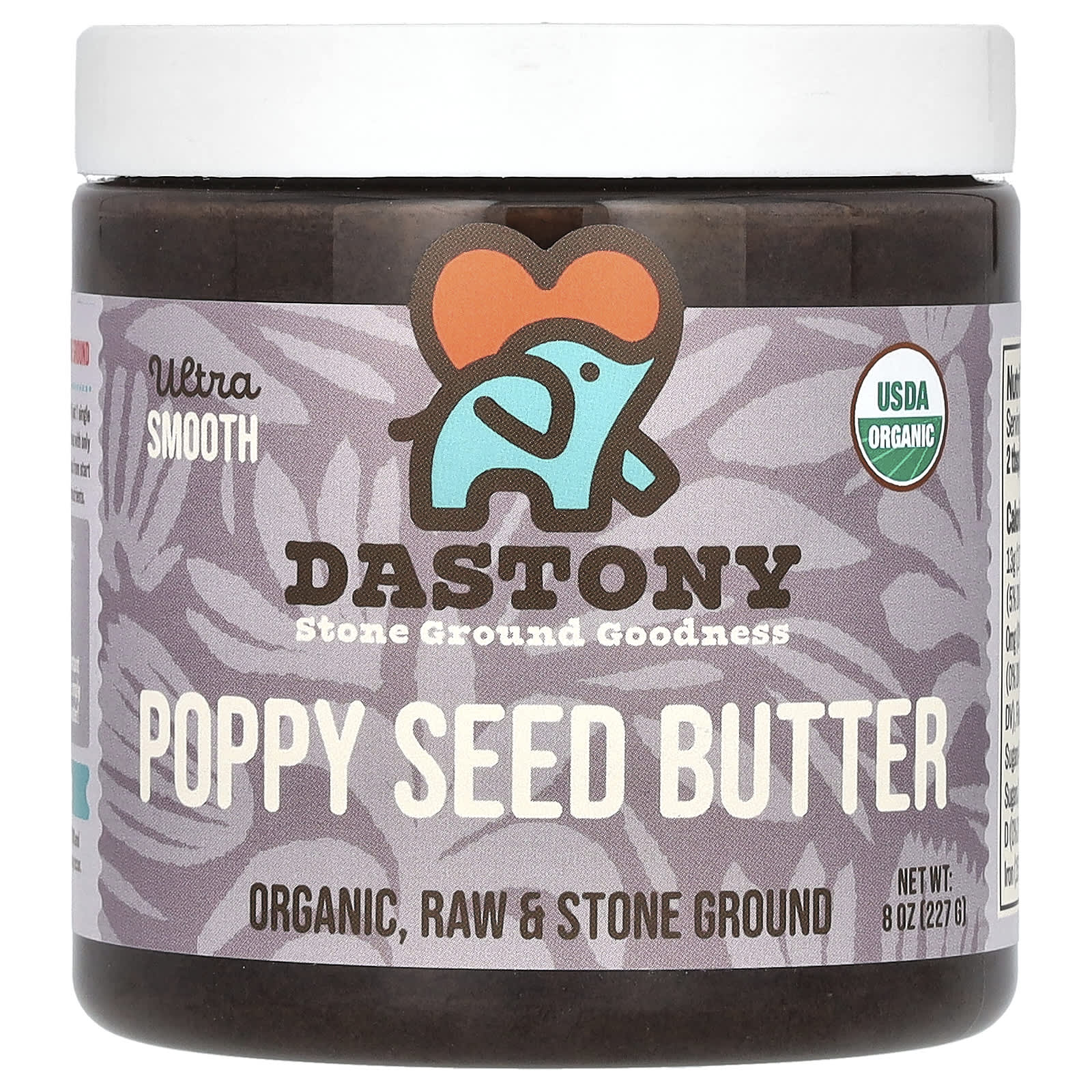 Dastony-Organic Poppy Seed Butter-Ultra Smooth-8 oz (227 g)