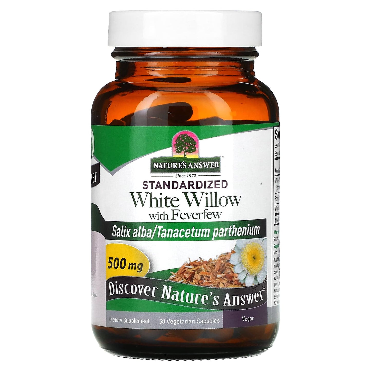 Nature's Answer, White Willow with Feverfew, 500 mg, 60 Vegetarian Capsules