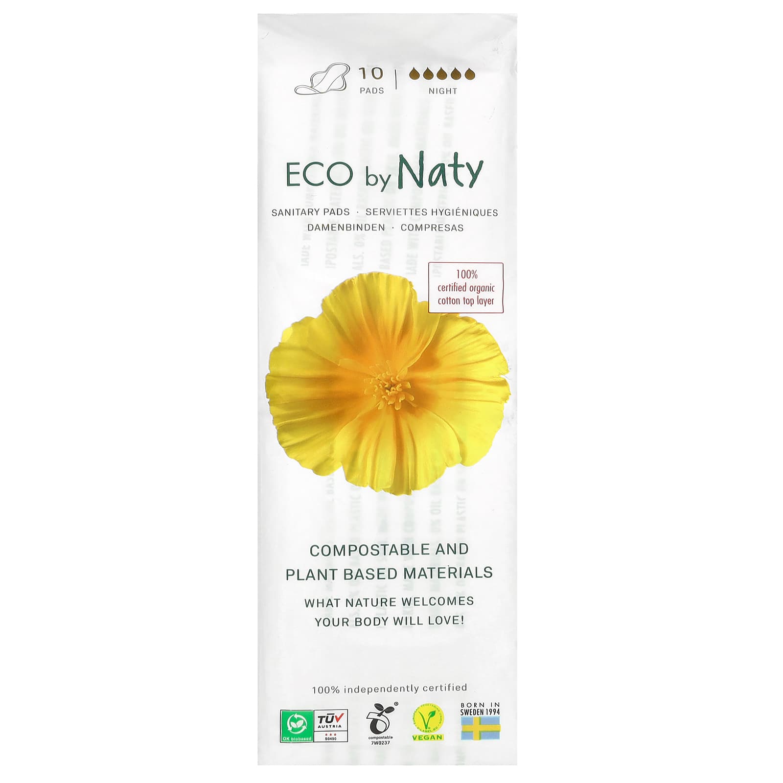 Naty-Sanitary Pads-Night-10 Pads