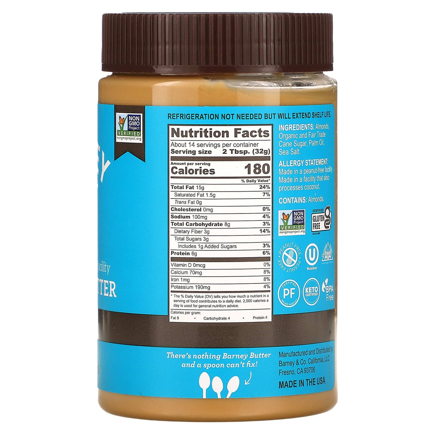 Barney Butter, Almond Butter, Smooth, 16 oz (454 g)