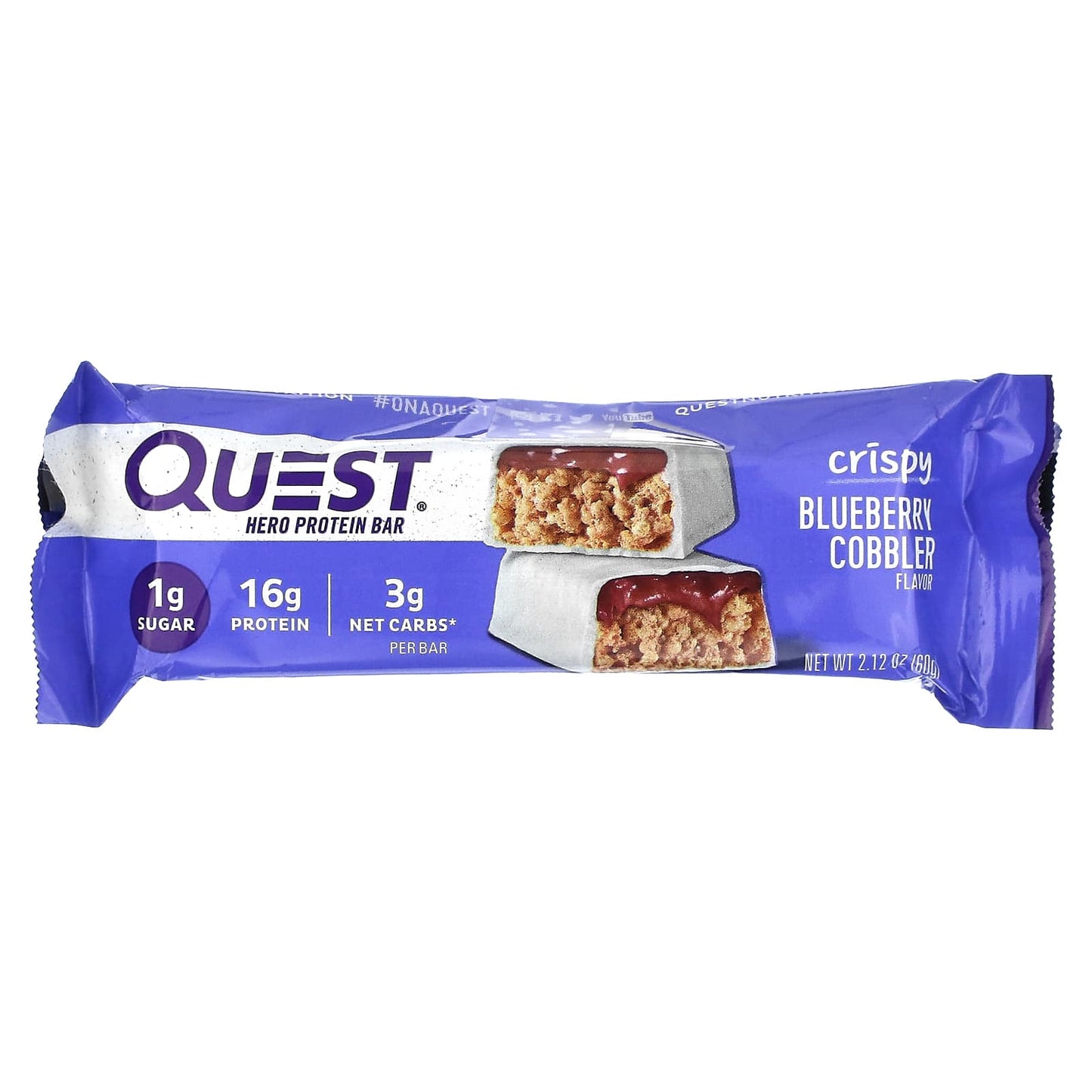 Quest Nutrition, Hero Protein Bar, Crispy Blueberry Cobbler, 12 Bars, 2.12 oz (60 g) Each