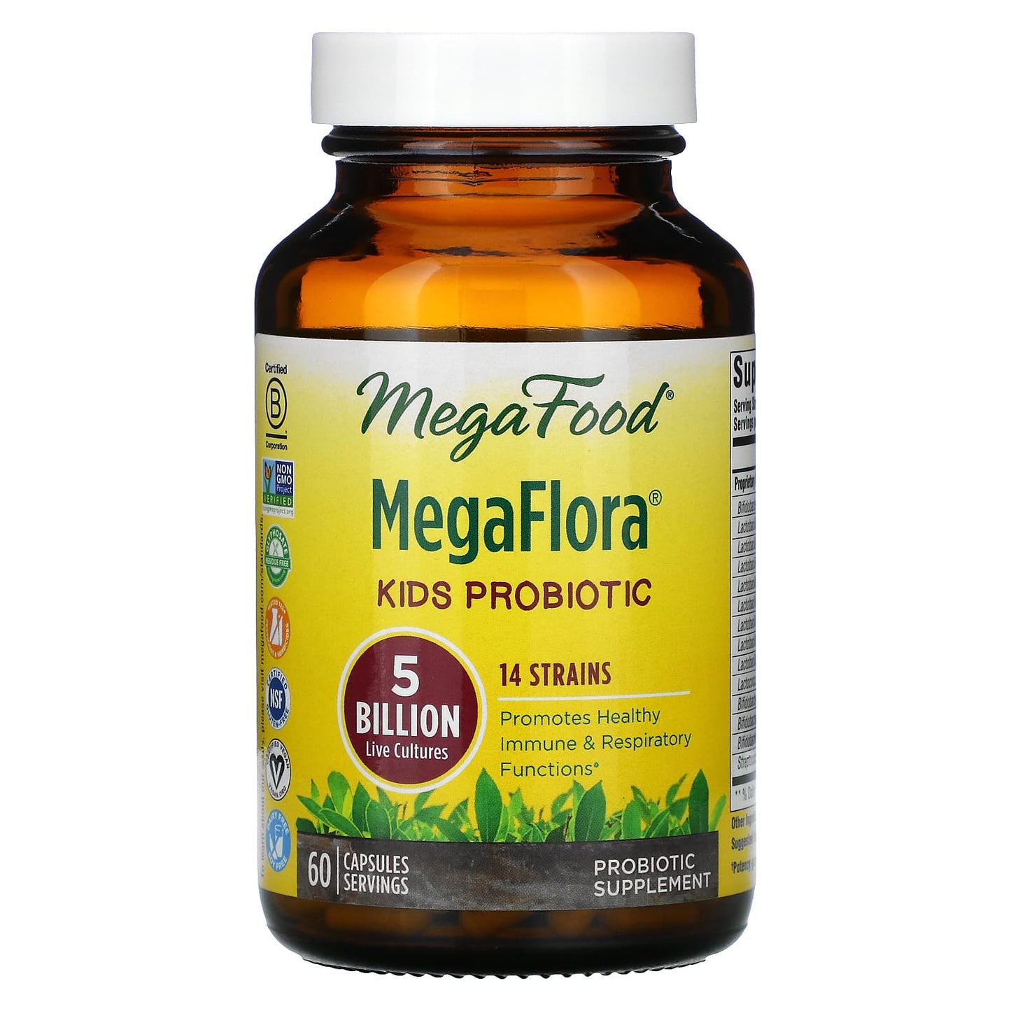 MegaFood-Kids Probiotic-MegaFlora-5 Billion CFU-60 Capsules